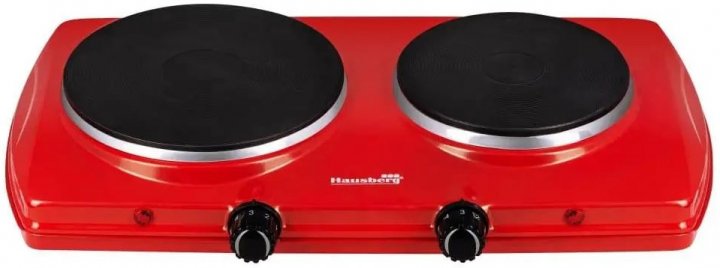 Plaque chauffante Electrique HAUSBERG 2 Feux HB-520RS - 2500W - Rouge