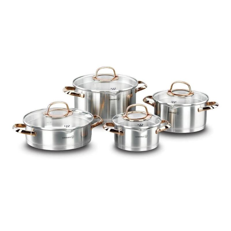 Korkmaz 8 Piece Stainless Steel (18/10) Cookware Set A1040