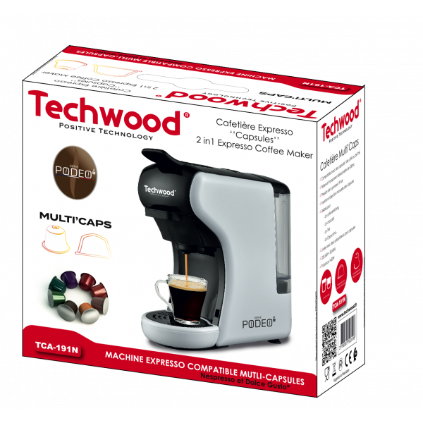 Expresso à dosettes TECHWOOD TCA-196N Multi'caps 2 en 1 Cafetière