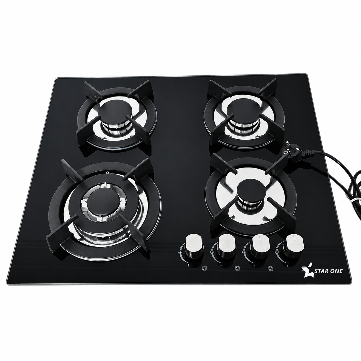 Plaque de Cuisson Encastrable STARONE ST-G605 4Feux - Fonte - 60cm - Vitro Noir