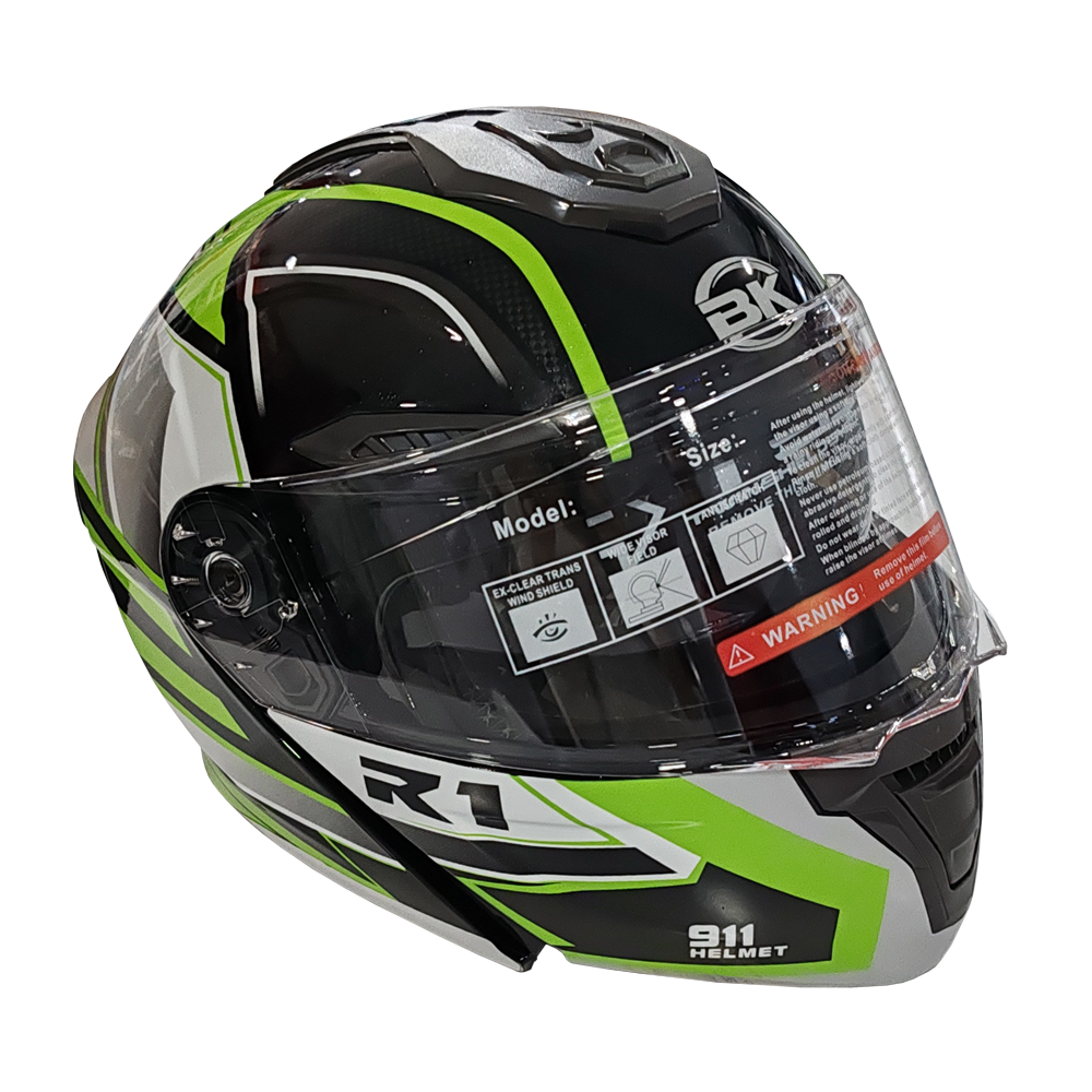 CASQUE B.K 911-R1 - TEX NOIR-VERT  / XL