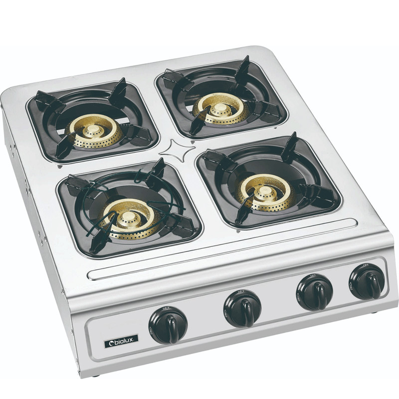 Réchaud Plat à Gaz Biolux M.6050 4 Feux avec Allumage - Inox