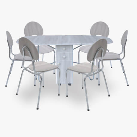 Pack Salle a Manger table a Tiroir PM 120 X 80 cm + 6 Chaises FAMILIA - PACK11CB