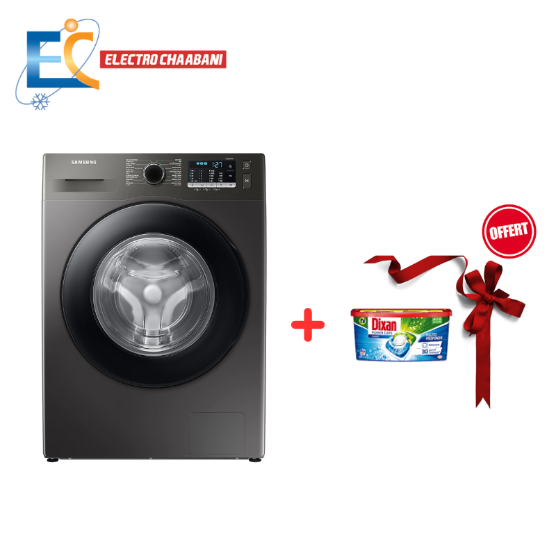 Lave Linge Frontale SAMSUNG WW80TA046AX1MF Eco Bubble 8Kg - Silver + Dixan  3 en 1 pods détergent 15 Capsules Offert - Electro Chaabani vente  electromenager