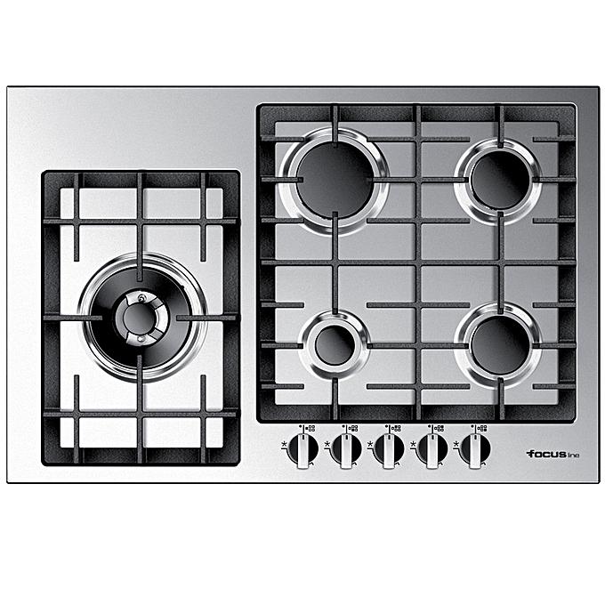 Focus Plaque - 5 feux - QUADRA.76 - Inox - 76cm