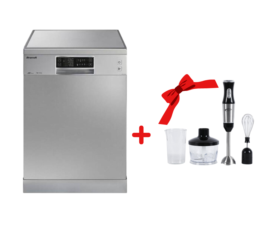 Lave Vaisselle BRANDT DFH14524X - 14 Couverts - inox + Mixeur Plongeant 3 En 1 Inox Offert