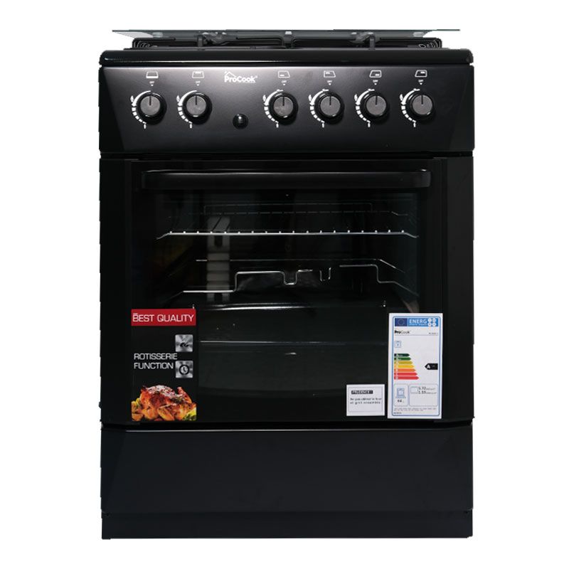 Cuisinière à gaz PROCOOK TG6640NR 60 cm - Noir