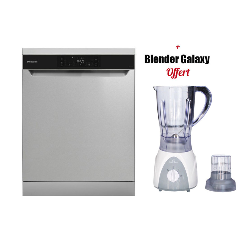 Lave vaisselle Brandt DFH147TX 14 Couverts Avec afficheur - Inox + Blender Galaxy Offert