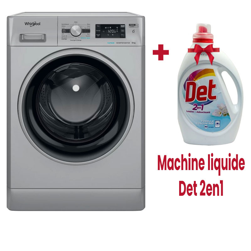 Lave Linge Whirlpool Frontale  8kg  1200Tours/min - 6ème sens - Silver - FFWB 8248 SBS V NA