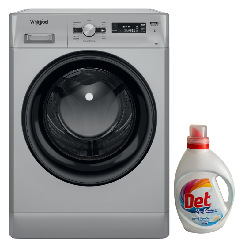 Lave Linge Whirlpool Hublot 7 kg - 1200 Tours/min - 6ème sens - Silver - FFWS 7235 SB NA
