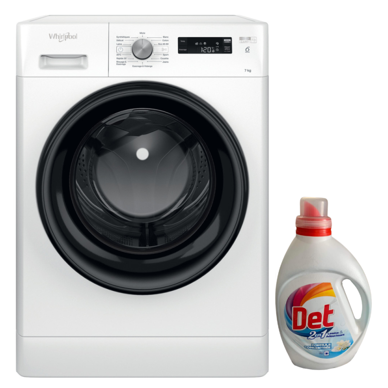 Lave Linge Whirlpool Hublot 7 kg - 1200 Tours/min - 6ème sens - Blanc - FFWS 7235 WB NA