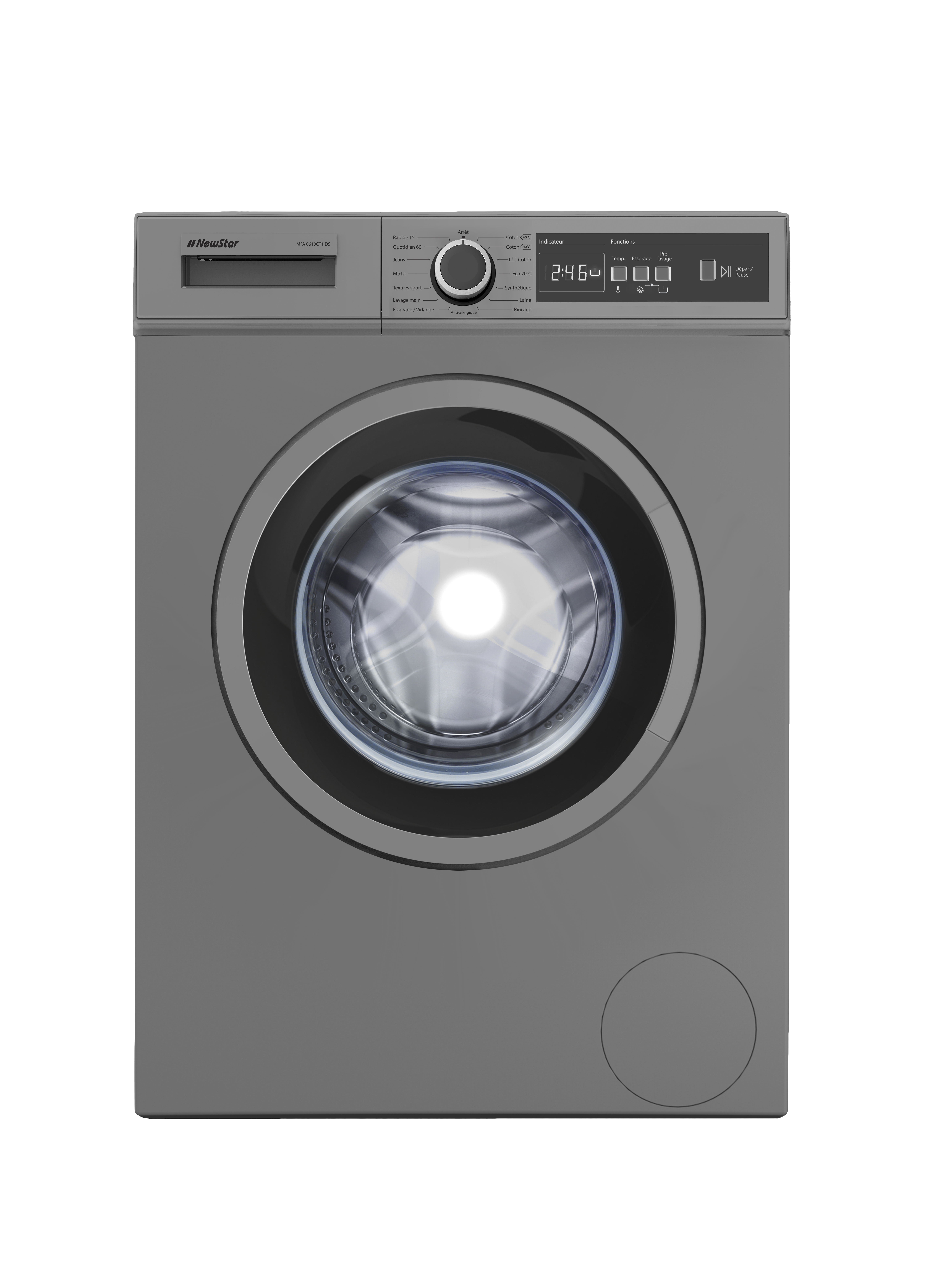 Machine à laver Frontale NEWSTAR MFA0610CT1 DS - 6 Kg - Silver