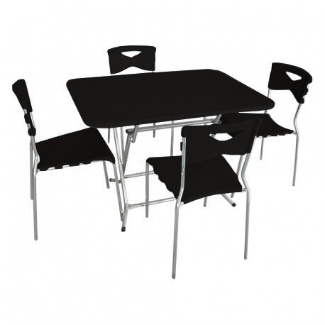 Pack table SOTUFAB 100 X 80 PVC Noir + 4 Chaises CITY Noir - PACK21NR