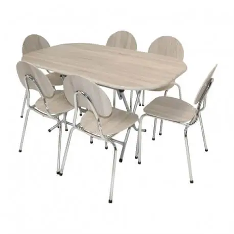 Pack SOTUFAB Table Pliante Ovale 146x94 + 06 Chaise FAMILIA PVC Noyer - PACK74NY