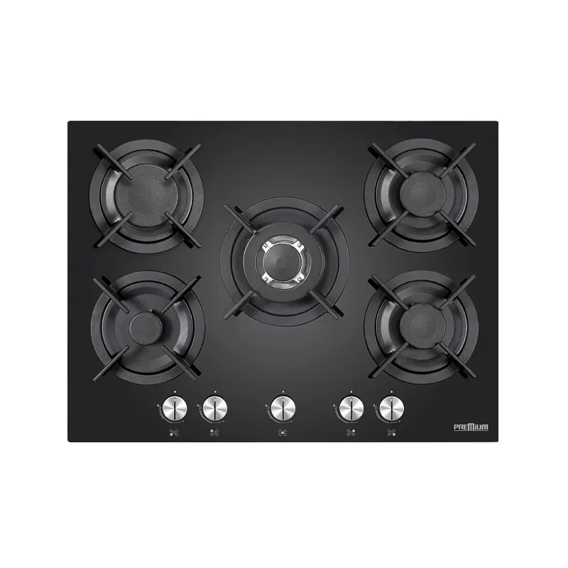 Plaque de Cuisson Encastrable PREMIUM AP751.BS03 - 70cm - 5 Feux - Vitro Noir