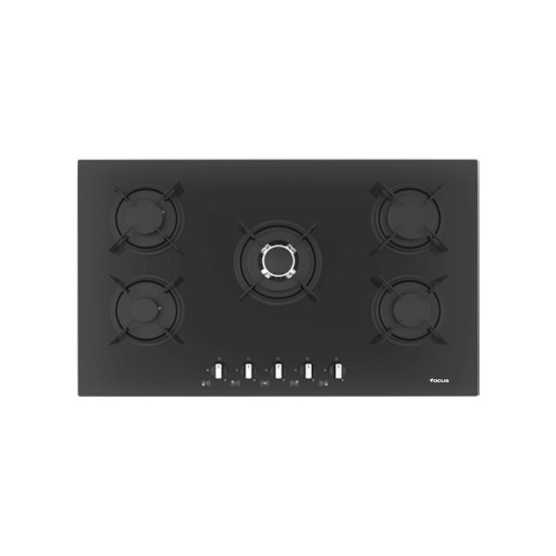 Plaque De Cuisson à Gaz Focus F.4179B - 5 Feux - Noir - 90Cm