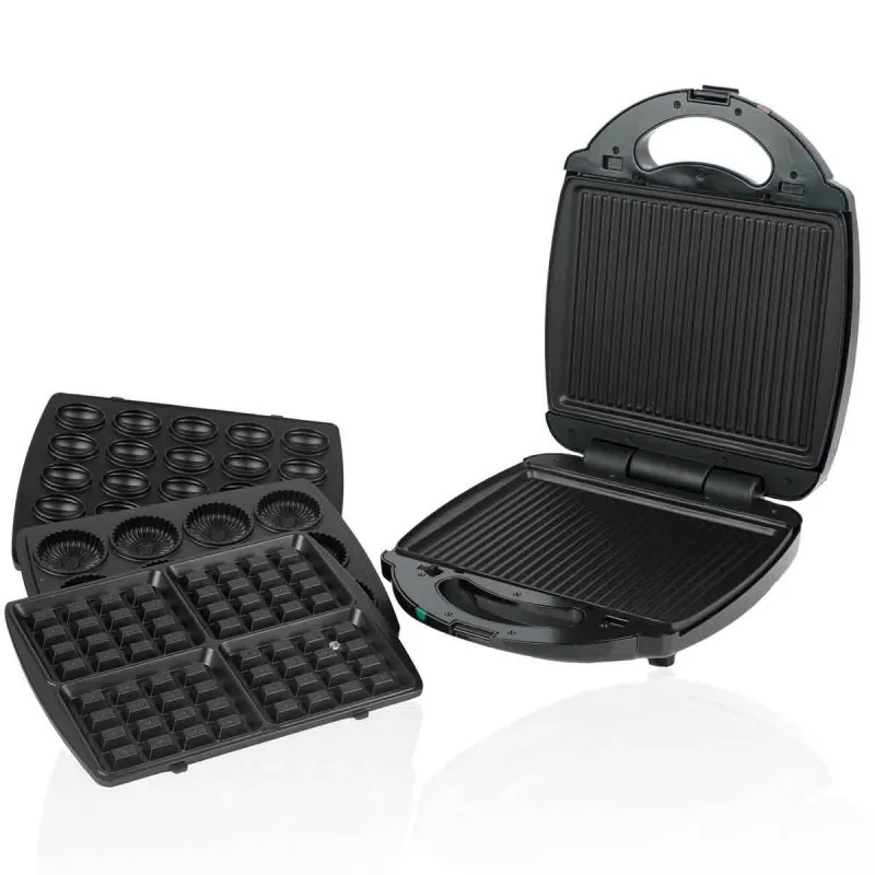 Appareil De Cuisson 4 En 1 TOPMATIC Panini- Gaufre - Zouza - Maamoul - Noir - EST-1400.2 - 1400 W