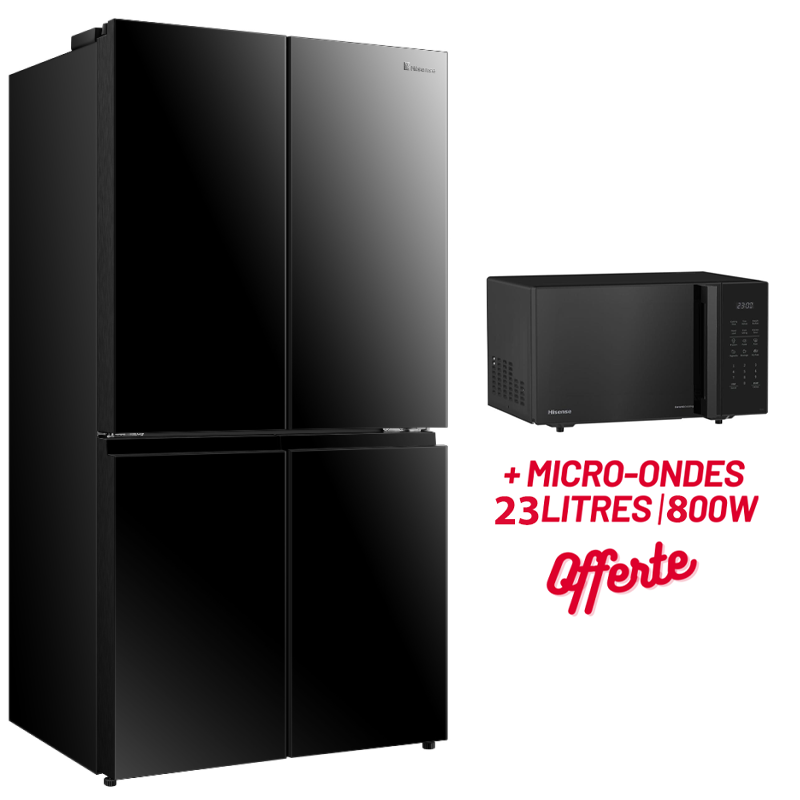 RÉFRIGÉRATEUR SIDE BY SIDE HISENSE 4 PORTES RQ5G560NBB1 INVERTER NOFROST - 579 LITRES - NOIR
