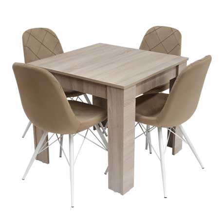 PACK SALLE A MANGER FLORA + 4 CHAISES RIVERA PACK55CB/BG-BC