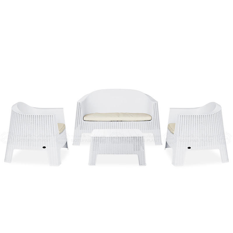 Salon De Jardin Monaco SOTUFAB + 2 Tabourets Coffre - CHS232-00 - Blanc