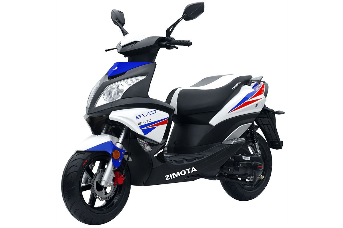 Scooter ZIMOTA Evo Blanc / Bleu - Rouge - 49 CC