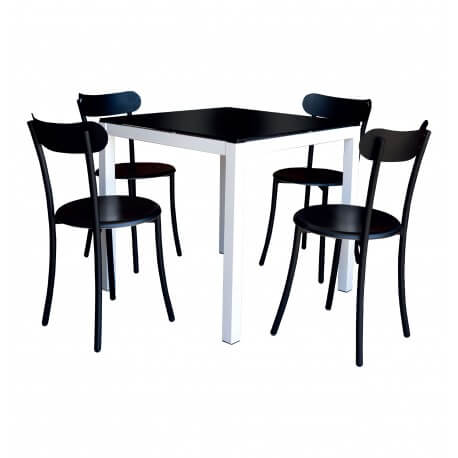 PACK SALLE A MANGER TABLE SERENA TOP EN VERRE + 4 CHAISES SPOT PACK06V