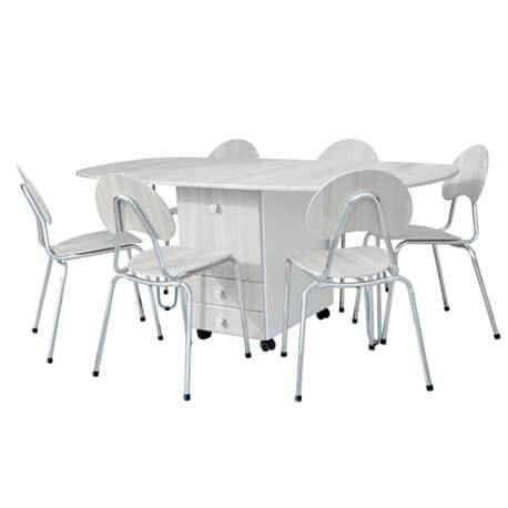 PACK SALLE A MANGER TABLE RABATTABLE A TIROIR GM + 6 CHAISES FAMILIA PACK12