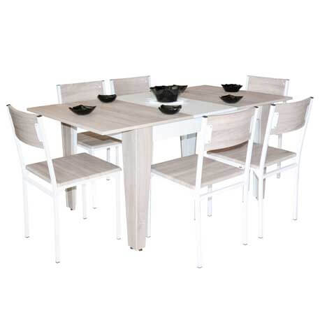 PACK SALLE A MANGER TABLE EXTENSIBLE + 6 CHAISES SERENA PACK10