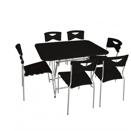 Pack table SOTUFAB 120 X 80 PVC Noir + 6 Chaises CITY Noir - PACK22NR