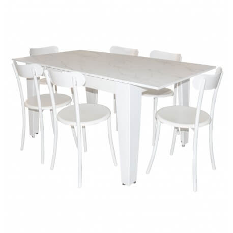 TABLE EXTENSIBLE MARBRE/ BLANC 130 / 170 x 90 TC0065MB/BC