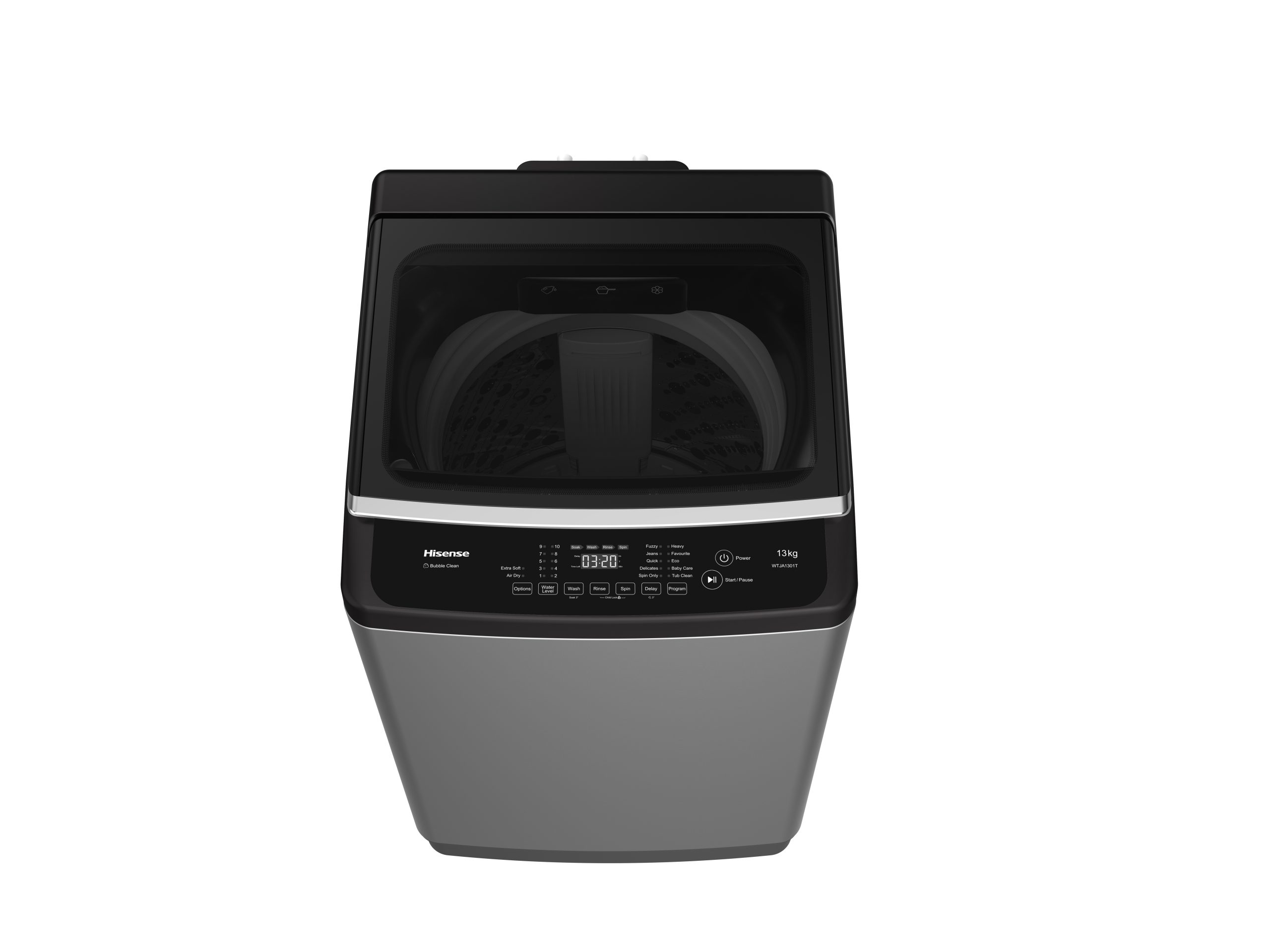 Machine à laver Automatique Top Loader Hisense WTJA1102T - 10.5 Kg - Silver Titanium