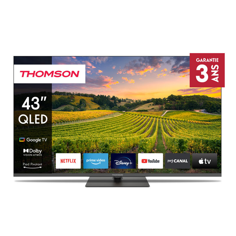 Téléviseur THOMSON 43" 43QG5C14 QLED UHD 4K Google Tv - Gris foncé