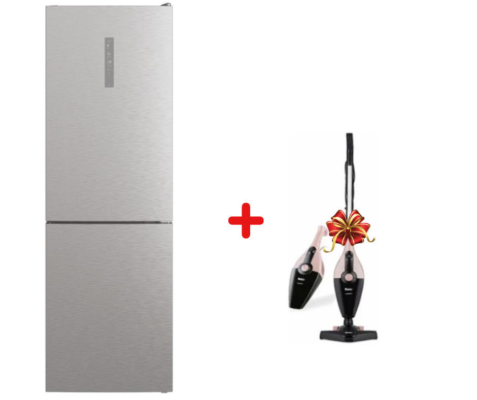 Réfrigérateur Combiné HOOVER HOCE7T618EX 341 Litres NoFrost - Inox + Aspirateur Balai Offert