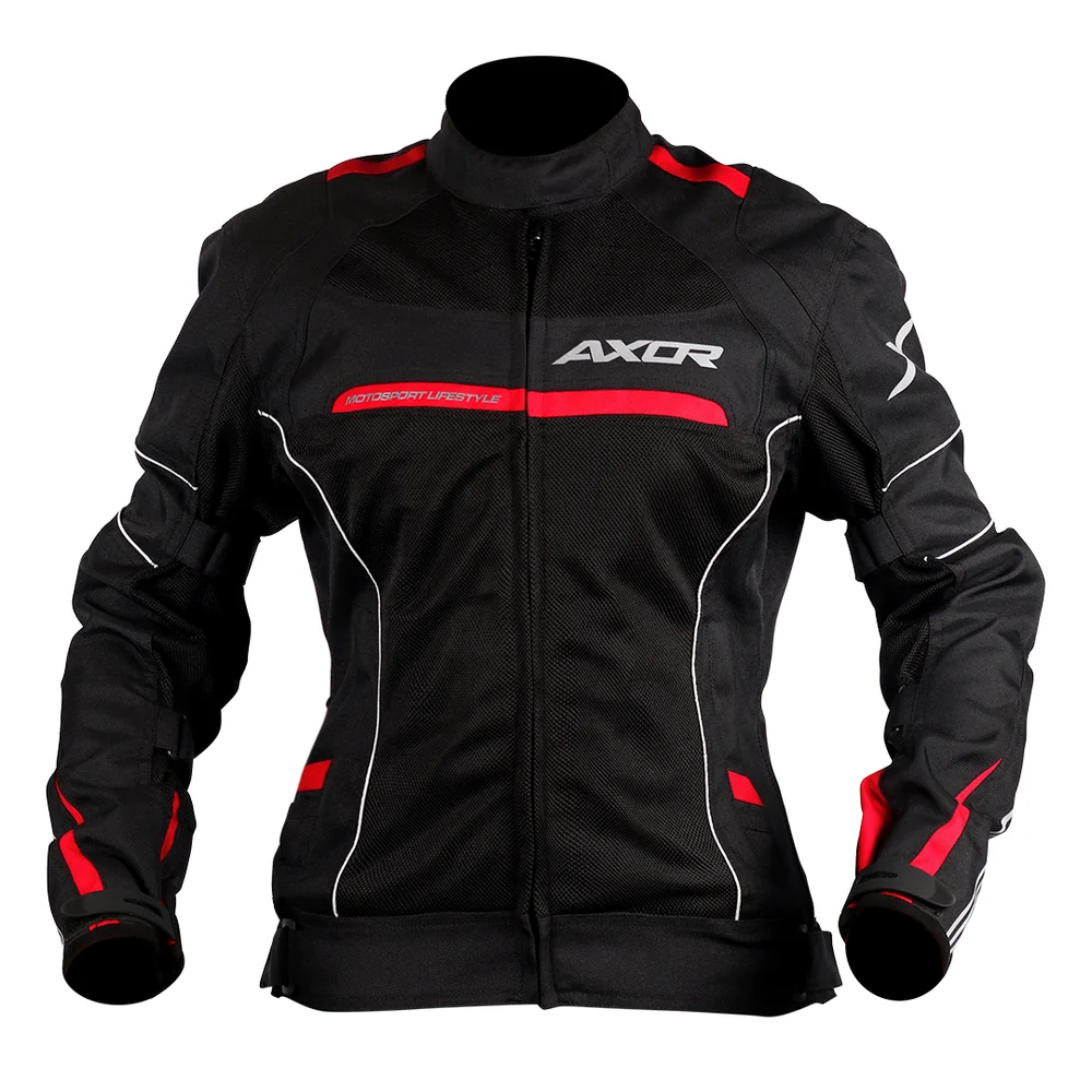 Veste Moto Axor diva pour femme - Noir/Rouge - XL