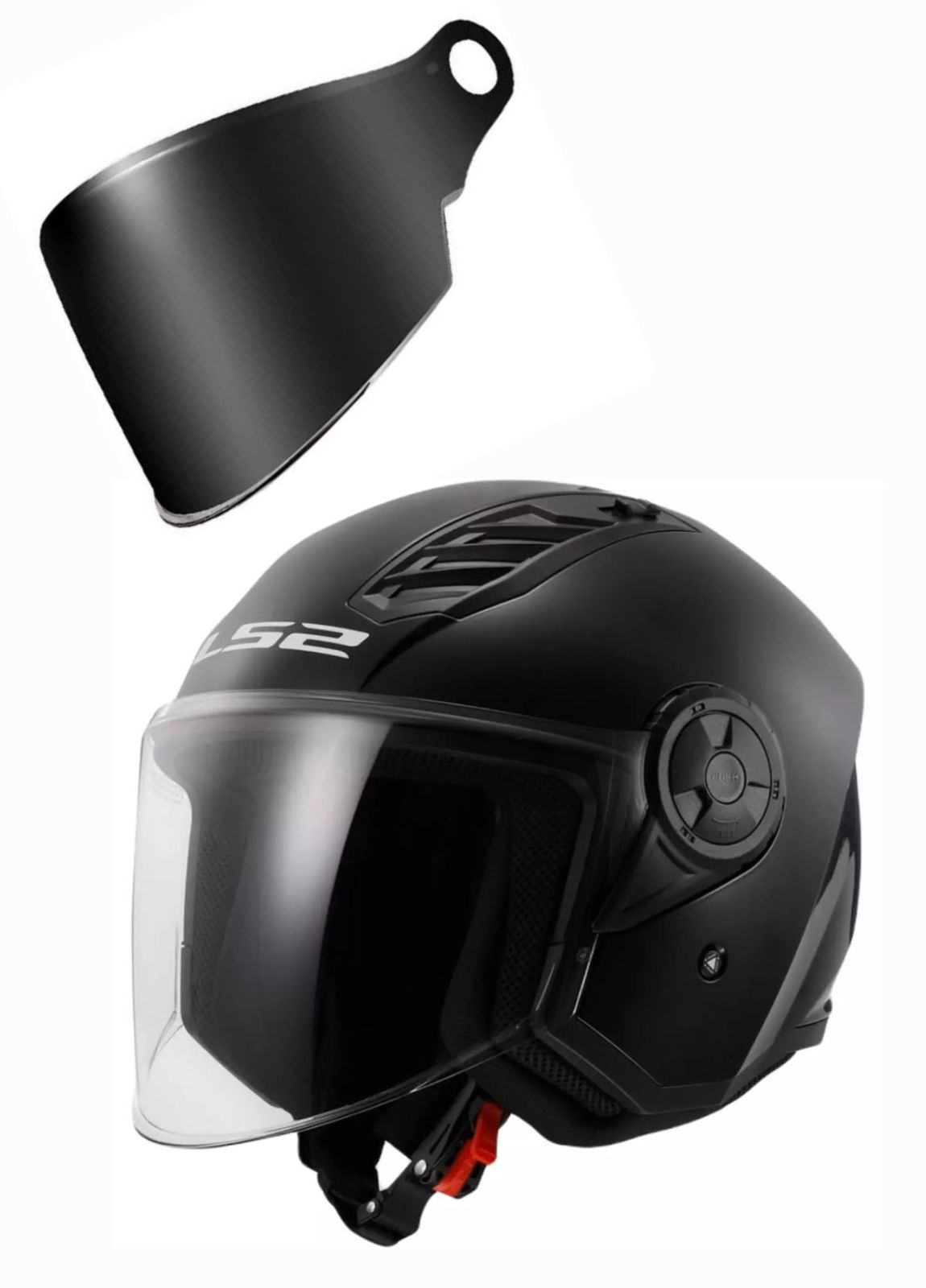 CASQUE LS2 AIRFLOW 2 GLOSS BLACK + Visière fumée - L
