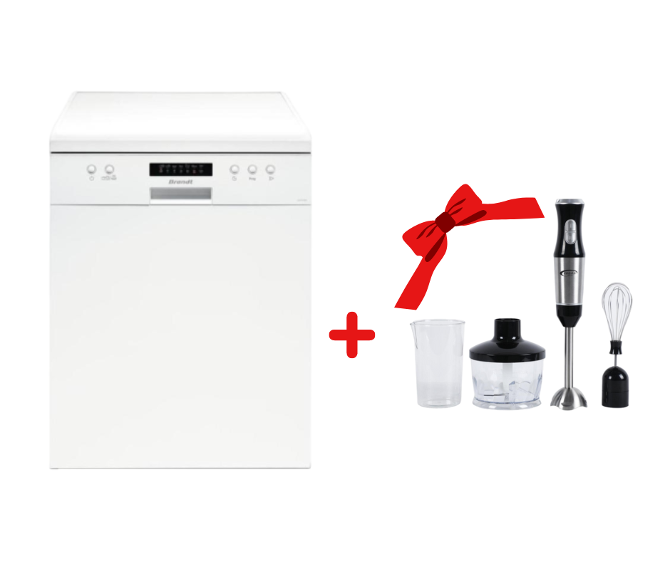 Lave Vaisselle BRANDT LVC137W 13 Couverts - Blanc + Mixeur Plongeant 3 En 1 Inox Offert