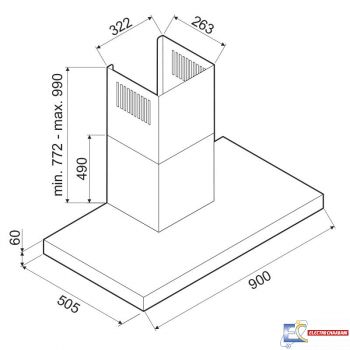 Hotte Décorative Focus 90 cm - QUADRA9010 - Inox