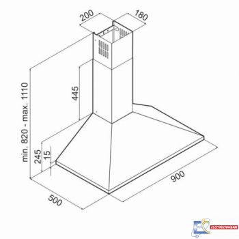 Hotte pyramidale Focus 90cm - Noir - F.905B - 90 Cm