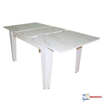 TABLE EXTENSIBLE MARBRE/ BLANC 130 / 170 x 90 TC0065MB/BC