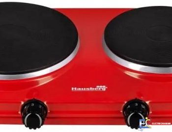 Plaque chauffante Electrique HAUSBERG 2 Feux HB-520RS - 2500W - Rouge