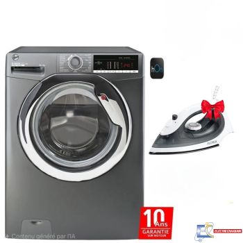 Lave linge Hoover H-WASH 300 LITE H3WS4105TCGE-04 - 10.5 KG Smart - 1400 trs - Silver