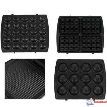 Appareil De Cuisson 4 En 1 TOPMATIC Panini- Gaufre - Zouza - Maamoul - Noir - EST-1400.2 - 1400 W