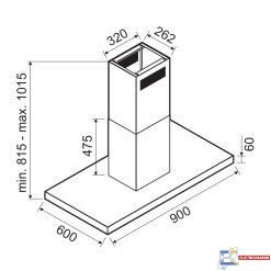 Hotte centrale FOCUS FILO.9020 - 90 Cm - Inox