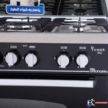 Cuisinière UNIONAIRE GAS.C6090SS-2GC-511 Platinum Plus 5 Feux - Noir