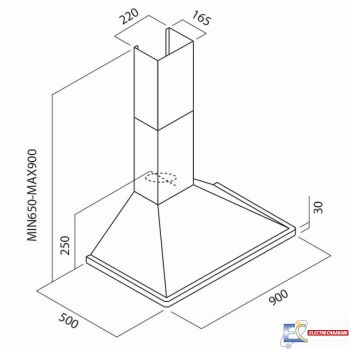 Hotte Cheminée Focus F.904X - Inox - 90 cm