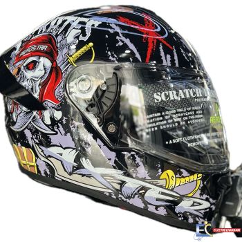 CASQUE AEROSTAR AXTER PIRAT - NOIR / ROUGE / MAUVE