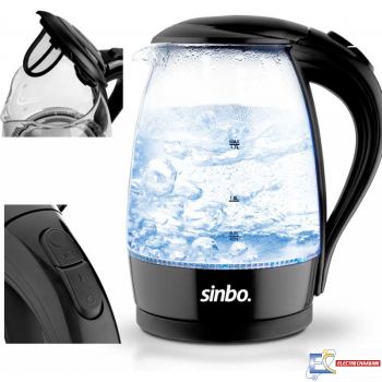 Bouilloire En Verre Sans Fil SINBO SK-7338 2200W Noir