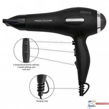 Sèche Cheveux Professionnel PROFICARE PC-HT 3017 2200W Noir