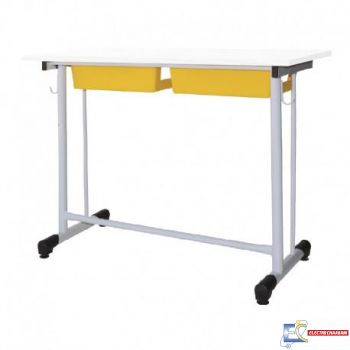 TABLE ECOLIER BIPLACE ADEGAGEMENT LATERAL + RANGEMENT PLASTIQUE TE33