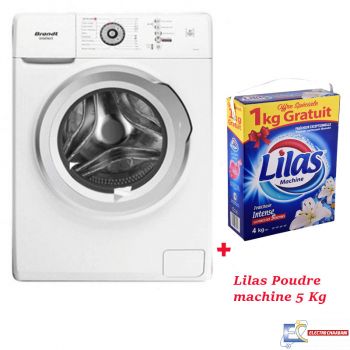 Lave-Linge BRANDT BAL62WS 6 kg - Blanc + Lilas Poudre machine 5 Kg